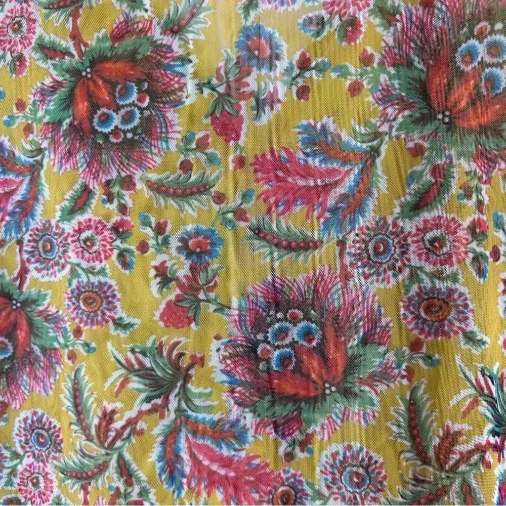 By Anthropologie Gretchen Floral Gold Mesh‎ V-Neck Smocked Blouse Size Small - Picture 14 of 14